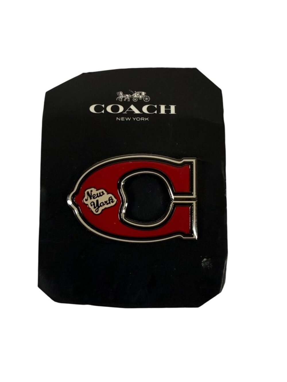 Coach New York Script Red "C" Enamel Lapel Pin GWP Varsity Brooch model 24999G